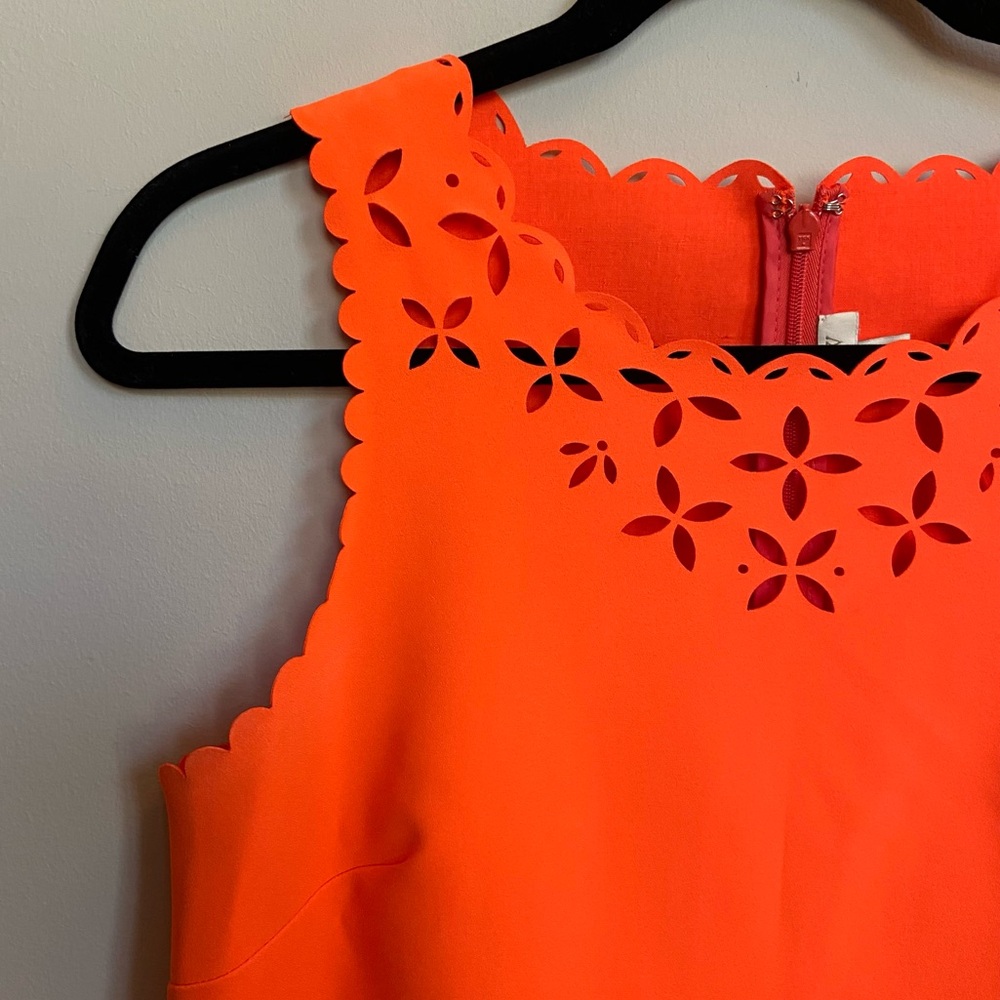 J Crew Laser Cut Sleeveless Dress, Orange, size 4‎ - Picture 4 of 11